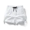 Pantalones Cortos Casuales de Color Sólido para Hombre de Tres Cuartos, Transpirables Elásticos Holgados Rectos, Pantalones Casuales de Seda de Hielo para Hombre, Pantalones Cortos de Playa para Hombre
