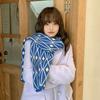 Bufanda de Lana Tejida a Cuadros Estilo Coreano Estilo Japonés Todo Combinable Cálida Larga Chal de Doble Propósito Bufanda de Estudiante Simple y a la Moda