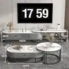 Juego de mesa de centro y mueble de TV de lujo ligero con panel de roca brillante, adecuado para espacios pequeños, extensible, diseño simple con cajones, para uso doméstico en la sala de estar
