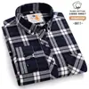 Camisa de franela a cuadros de algodón para jóvenes de otoño e invierno, casual de moda, talla extra grande, manga larga, nueva para hombre