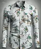 Amazon AliExpress Venda Quente Transfronteiriça Cardigan Longo com Mangas Longas e Gola Lapela Estampa Floral de Videira Impressa em 3D Camisa Masculina