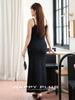 Vestido Bodycon de Tirantes Runqi Tallas Grandes Galaxia Brillante Sirena 8895-1 Femenino Estilo Francés de Tirantes Largo