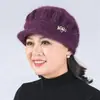 Nuevo gorro de lana tejido para señoras mayores con terciopelo cálido versátil sombrero para madre abuela sombrero de calabaza