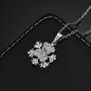 Hip-Hop Europeu e Americano Cruzamento Urso Floco de Neve Pingente Outono e Inverno Joias de Natal Cheio de Diamantes Colar Feminino Zircônia Acessórios Personalização