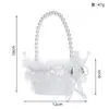 Novo Cesta de Flores de Casamento Estilo Ocidental Cesta de Flores para Noiva Florista Alça de Pérola Flor de Pérola Alça de Pérola Simulação Renda Decorativa Cesta de Flores Portátil Atacado