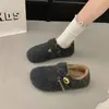 Zapatos Doudou Suela Gruesa de Lana Otoño e Invierno Todo Incluido Forro Polar Gris Boken Slip-On 2025 Nuevos Zapatos Boken para Mujer Zapatos de Algodón