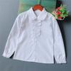 Camisa Branca Infantil para Meninas Manga Longa Forrada com Lã de Algodão Espessa Quente Camisa Branca Roupas de Performance Escolar para Crianças Médias e Grandes