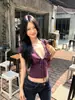 Camiseta Blanca con Adorno de Encaje Estilo Puro Deseo para Mujer 2025 Nuevo Verano Chica Picante Cuello en V Top Sexy de Manga Corta