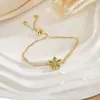 Pulseira Rotativa Transfronteiriça para Mulheres, Pulseira de Luxo Leve da Moda com Zircônia Microcravejada, Acessórios de Joias em Aço Titânio Banhado a Ouro Cobre Não Desbota