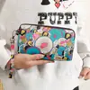 Bolsa de Celular de Camada Única para Atacado com Zíper, Porta-Moedas Longo Feminino, Bolsa de Armazenamento, Bolsa para Guardar Chaves, Estampa Vintage, Portátil