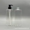 Botella cuadrada de plástico PET transparente de 300 ml con 28 dientes para champú, acondicionador, lavado, cuidado, empaque, botella con cabezal de bomba de presión, engrosada