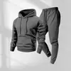 Conjunto de Dos Piezas para Hombre de 250g, Sudadera con Capucha Deportiva de Color Sólido de Moda Transfronteriza, Sudadera con Capucha y Pantalones de Chándal para Hombre