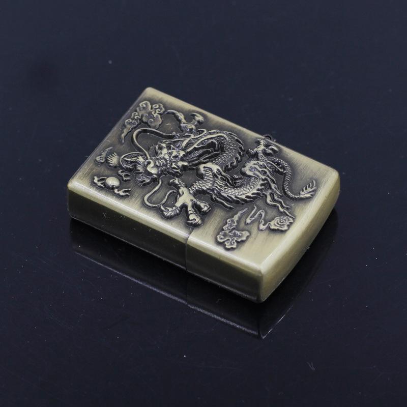 青铜复古创意汽油打火机个性复古金属防风中国风盘龙系