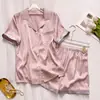 Pijama de Seda Estrelada de Comércio Exterior para Mulheres, Novo Conjunto de Manga Curta para o Verão, Estilo Coreano Ins Roupa de Casa de Alta Qualidade Atacado