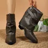 Botines de Talla Grande para Mujer para Comercio Exterior, Nueva Moda Otoño/Invierno 2026, Hebilla de Cinturón Tachonada, Tacón Grueso, Venta al por Mayor