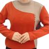 Camisa base de terciopelo de doble cara con cuello semi-alto, combinación de colores, efecto de dos piezas, moda elegante, interior, nueva prenda de invierno de manga larga para mujer