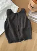 Chaleco de punto acanalado de doble cara vintage para otoño e invierno para mujer, suave y agradable para la piel, cálido, adecuado para usar en capas con suéteres y cárdigans