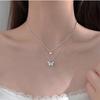 2021 Nova Moda Dupla camada Borboleta Colar Feminino Titânio Aço Elegante Luz Design de Luxo Feeling Cool Style Clavicle Chain