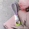 Cordão de Celular com Nó em Blocos de Cores, Corrente Criativa Curta Tecida para Garrafa de Água, Chaveiro com Alça Anti-Perda Removível de 12cm