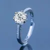 Anillo de Diamante Mosane de Plata s925 Clásico Seis Garras para Mujer Compromiso 1 quilate Anillo de Diamante Moissanita Abierto Regalo de San Valentín