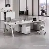 Escritorio de estación de trabajo ecológico E0, escritorio de computadora para oficina de planta libre, diseño simple y moderno, estación de trabajo para varias personas con sillas a juego
