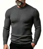 Suéter de Punto para Hombre 2026 Transfronterizo Europeo y Americano Ajuste Delgado Elástico Color Sólido con Cuello Redondo y Diseño de Trenzado, Suéter Pulóver de Moda para Hombre
