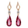 Pendientes Largos Asimétricos Elegantes Nuevos Europeos y Americanos para Mujer Pendientes de Imitación de Turmalina Roja Natural Accesorios para Pendientes