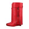 Botas de mujer con cuña de talla grande y punta estrecha, de comercio exterior, nuevas, con hebilla de metal recta, estilo Suzhong, de talla grande