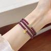 Nova Pulseira de Três Anéis de Granada Chinesa com Contas Feminina Nicho de Alto Nível Original Pulseira de Jade Hetian Atacado