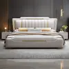 Cama de cuero de lujo ligero matrimonial de 1.8 metros moderna minimalista dormitorio principal italiano de 1.5 metros apartamento pequeño almacenamiento cama de cuero tapizada suave