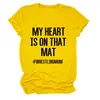 Mi Corazón Está en Ese Sitio Independiente de Deseos Estilo Europeo y Americano Camiseta Casual Simple de Manga Corta con Cuello Redondo para Mujer para Exportación