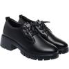 Zapatos de cuero con cordones para mujer primavera y otoño 2021 nuevos cuero suave suela suave boca profunda zapatos de una sola capa plataforma negra zapatos de plataforma para mujer