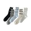 Calcetines de primavera y verano calcetines de tubo para mujer calcetines finos de encaje multicapa calcetines de rizo calcetines con bordado de lazo miu modernos calcetines de algodón sin costuras