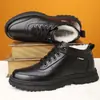 Zapatos de Algodón para Hombre, Zapatos de Invierno para Hombre con Forro de Felpa, Gruesos de Caña Alta Impermeables Antideslizantes de Cuero de Algodón Cálidos para Hombre, Estilo Antiguo a Prueba de Frío