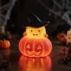 Lámpara de Calabaza de Vinilo para Halloween Luz Nocturna LED Lámpara de Velas Adorno de Escritorio Luz de Ambiente Decoración