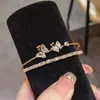 Estilo de Lujo Ligero Europeo y Americano Zircón Mariposa Doble Capa Geométrico Abierto Pulsera Personalizada Nicho Temperamento Joyería de Mano de Alta Gama para Mujeres