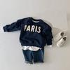Top infantil estilo ins coreano para niños medianos y pequeños, suéter de algodón para niños y niñas, otoño e invierno, nuevo suéter de punto con letras estilo occidental para bebé