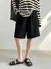 Calça Casual de Lyocell e Linho, Estilo Big Face, Old Money, Calça Cropped Reta de Verão para Mulheres, Calça Wide-Leg de Comprimento Médio