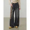 Otoño 2026 Tendencia Nuevo Retro Negro-Gris Pierna Ancha Rectos Cintura Baja Jeans Mujer Americano Holgado Versátil Pantalones