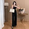 Verão Novo Estilo Tomara que Caia Suspensórios Feminino Puro Desejo Novo Estilo Country Slim Fit Top Cintura Alta Calça de Perna Larga Decotada Moda
