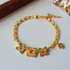 Nuevo Estilo Chino Retro Moda Exquisito Temperamento Versátil Esmalte Flor Pulsera Lujo Ligero Joyería de Borlas de Gama Alta