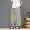 Calças leves de secagem rápida bordadas casuais estilo chinês, calças esportivas de verão masculinas, tamanho 8X folgado, calças Harem, calças lanterna