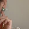 TikTok Mismo Estilo Elegantes Sentido de Alta Gama Aretes de Mariposa de Zircón Verde para Mujer Lujo Ligero Retro Exquisitos Aretes de Diamantes Completos Joyería