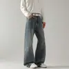 Ropa Popular para Hombre / Novedad de Primavera Estilo Americano High Street Peso Pesado Jeans Versátiles de Longitud Completa para Hombres y Mujeres, Corte Holgado con Ligero Desflecado