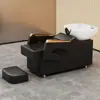 Sillón de peluquería para peinar el cabello Cama para lavar el cabello Cama para el cuidado del cabello Peluquería para hombres Cama para lavar el cabello Estilo de celebridad de internet Sillón semi-reclinable Lavabo profundo Cama para shampoo