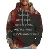 Esta No Es Mi Sangre Gráfico de Halloween Sudadera con Capucha para Hombre Impresa en 3D Sudaderas Populares de Hip Hop para Halloween de Manga Larga