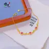 Pulsera de Flor de Durazno Esmaltada en Oro Arena Vietnamita Pulsera de Flor Azul Quemado Joyería de Mano para Mujer Diseño de Nicho de Lujo Ligero