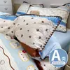 Juego de cama de cuatro piezas Clase A hecho de algodón puro tipo puff, sábana y funda de edredón estilo ins frescas y delicadas con borde de concha, juego de tres piezas para dormitorios de estudiantes