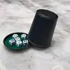 Juego de dados y cubilete silencioso de alta gama, cuero recto negro con base, cubilete de color, suministros de entretenimiento para bares