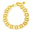 Pulseira de Contas Olho de Gato com Renda de Camada Dupla em Ouro de Areia Estilo Igual da Loja de Ouro Puzuo para Mulheres, Pulseira Personalizada Exquisita e de Alto Padrão para Namorada